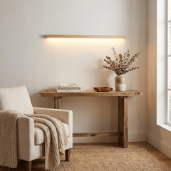 Linear LED wood wall sconce in pine further product image 16