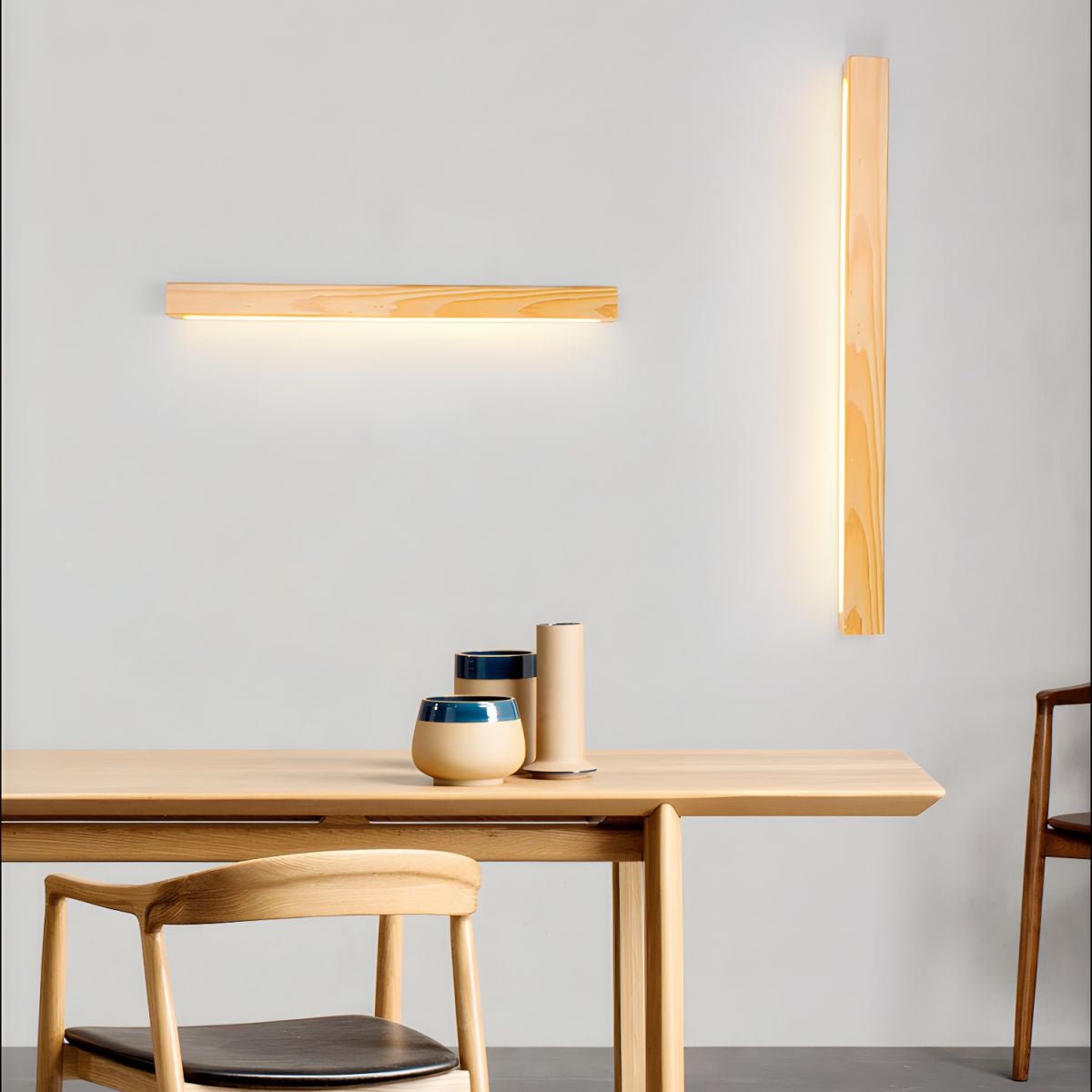 Linear LED wood wall sconce in pine alternative angle view 25