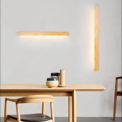 Linear LED wood wall sconce in pine alternative angle view 25