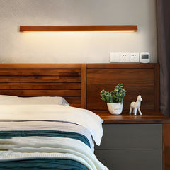 Linear LED wood wall sconce in pine alternative angle view 31