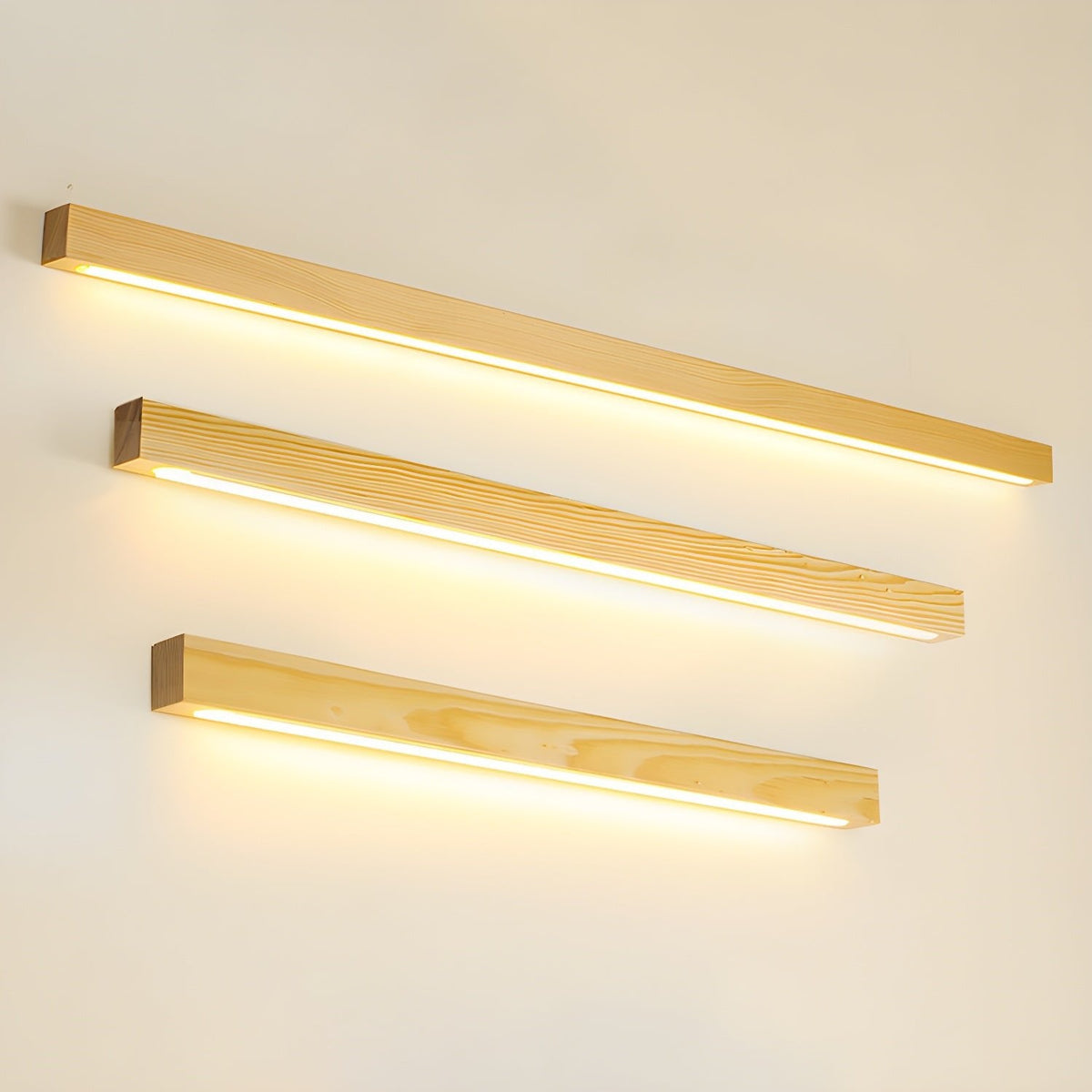 Linear LED wood wall sconce in pine supplementary product view 35