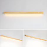 Linear LED wood wall sconce in pine close detail view 38