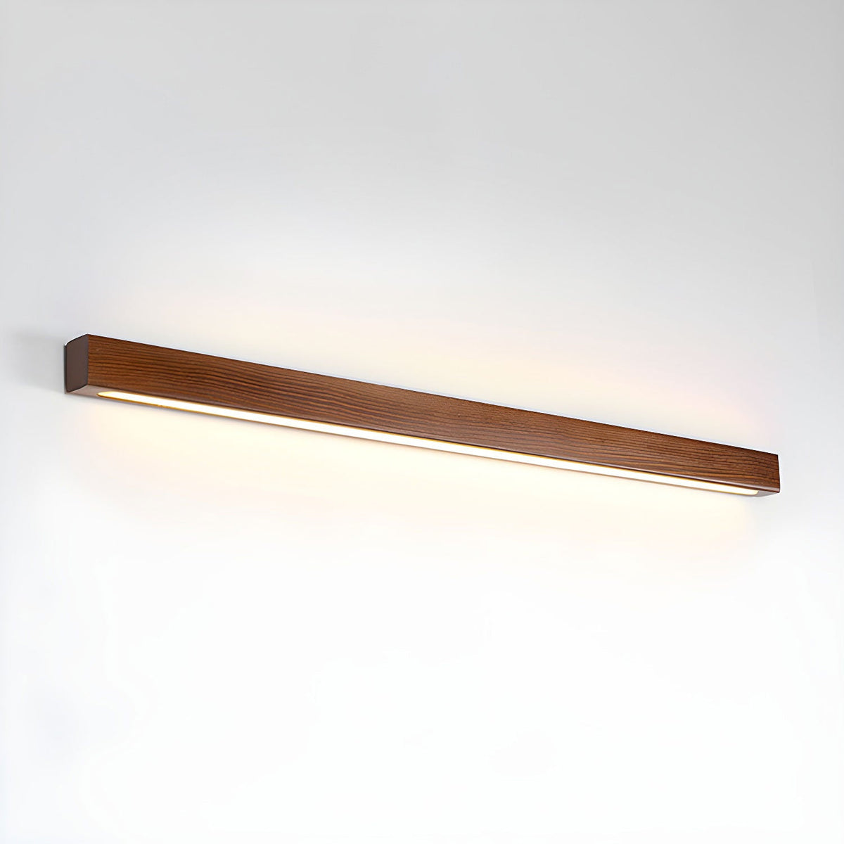 Linear LED wood wall sconce in pine alternative angle view 49