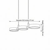 Line drawing showing 30.3 inch diameter and 7.9 inch height for the pendant