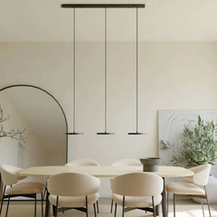 Detail of the remote control used to dim the linear pendant light
