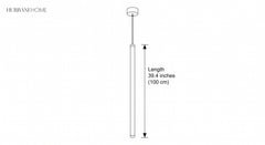 Line drawing of the tube pendant showing 39.4 inch length option