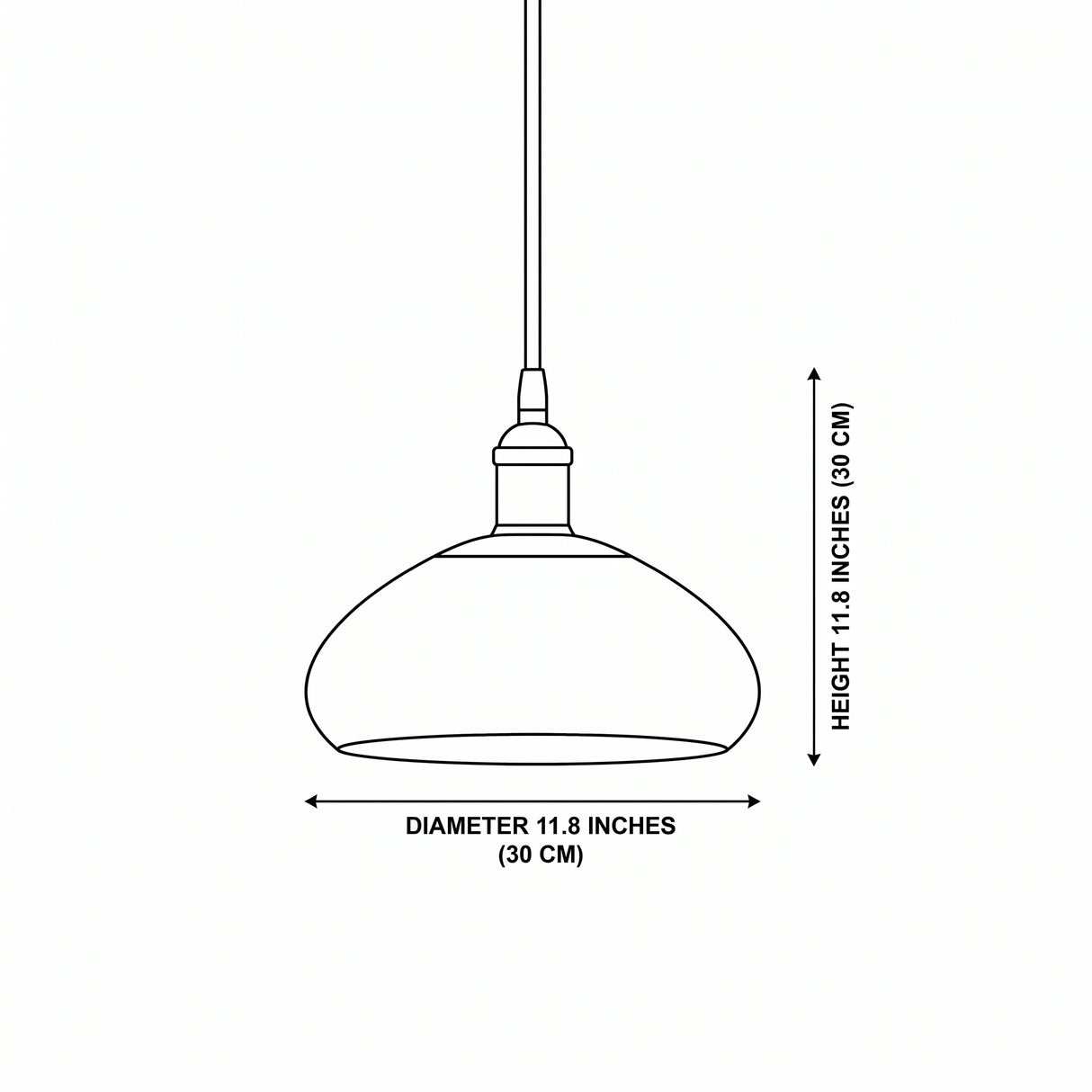Glass Single-Head Pendant Light - size and dimensions illustration