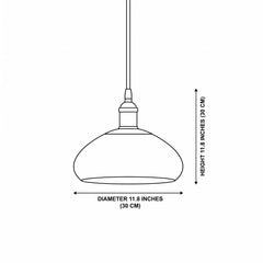 Glass Single-Head Pendant Light - size and dimensions illustration