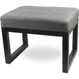 Foot Rest Ottoman – Rectangular Linen Stool With Metal Legs Dark Grey.
