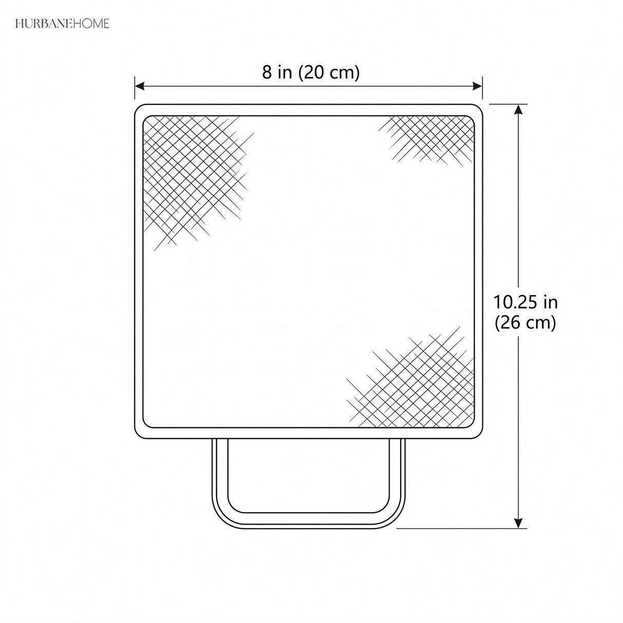 Drawing showing sconce width 8 inches and height 10.25 inches