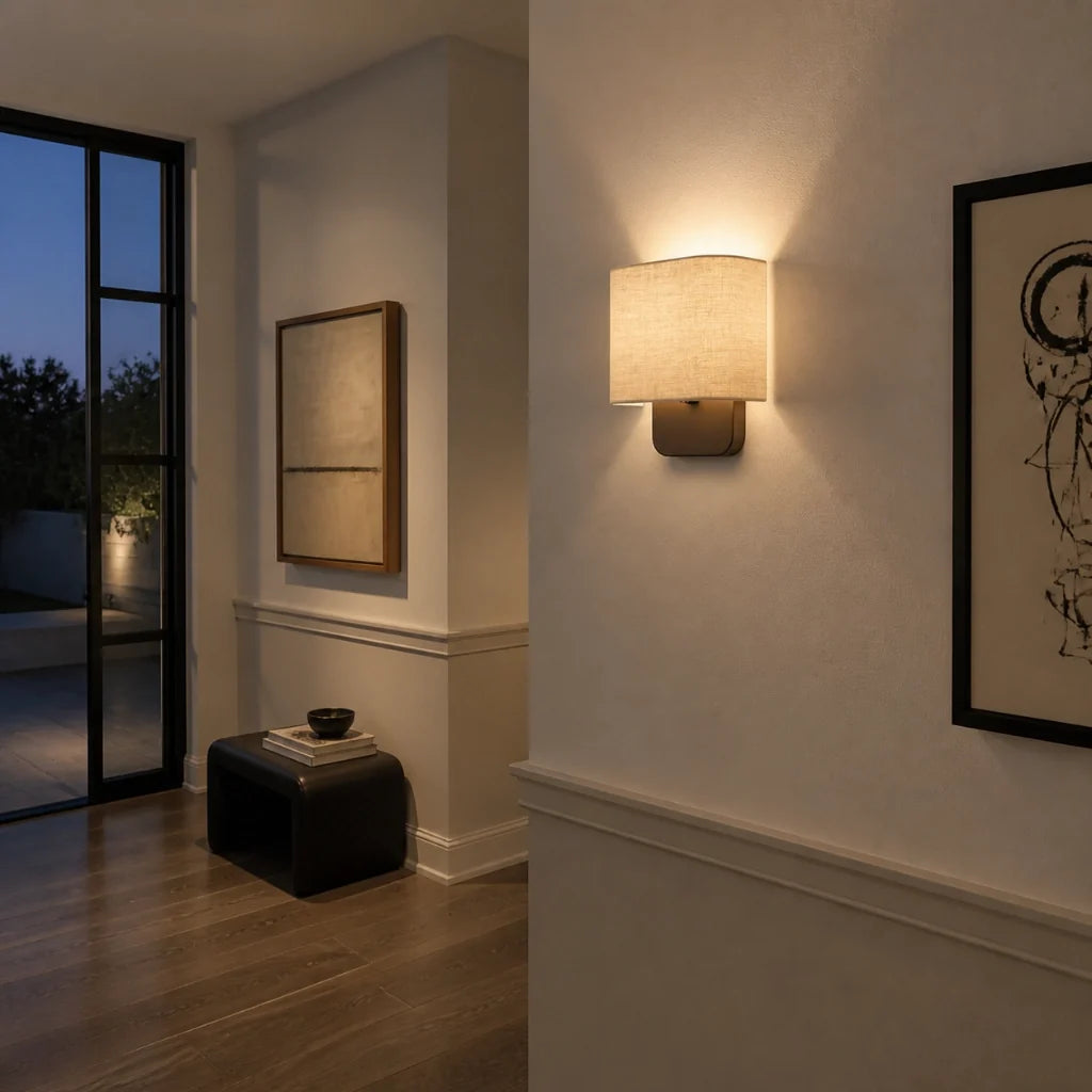 Modern linen shade wall sconce colour option view 3