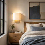 Modern linen shade wall sconce further product image 4