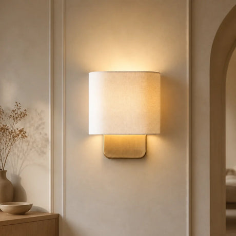 Modern linen shade wall sconce alternative angle view 7