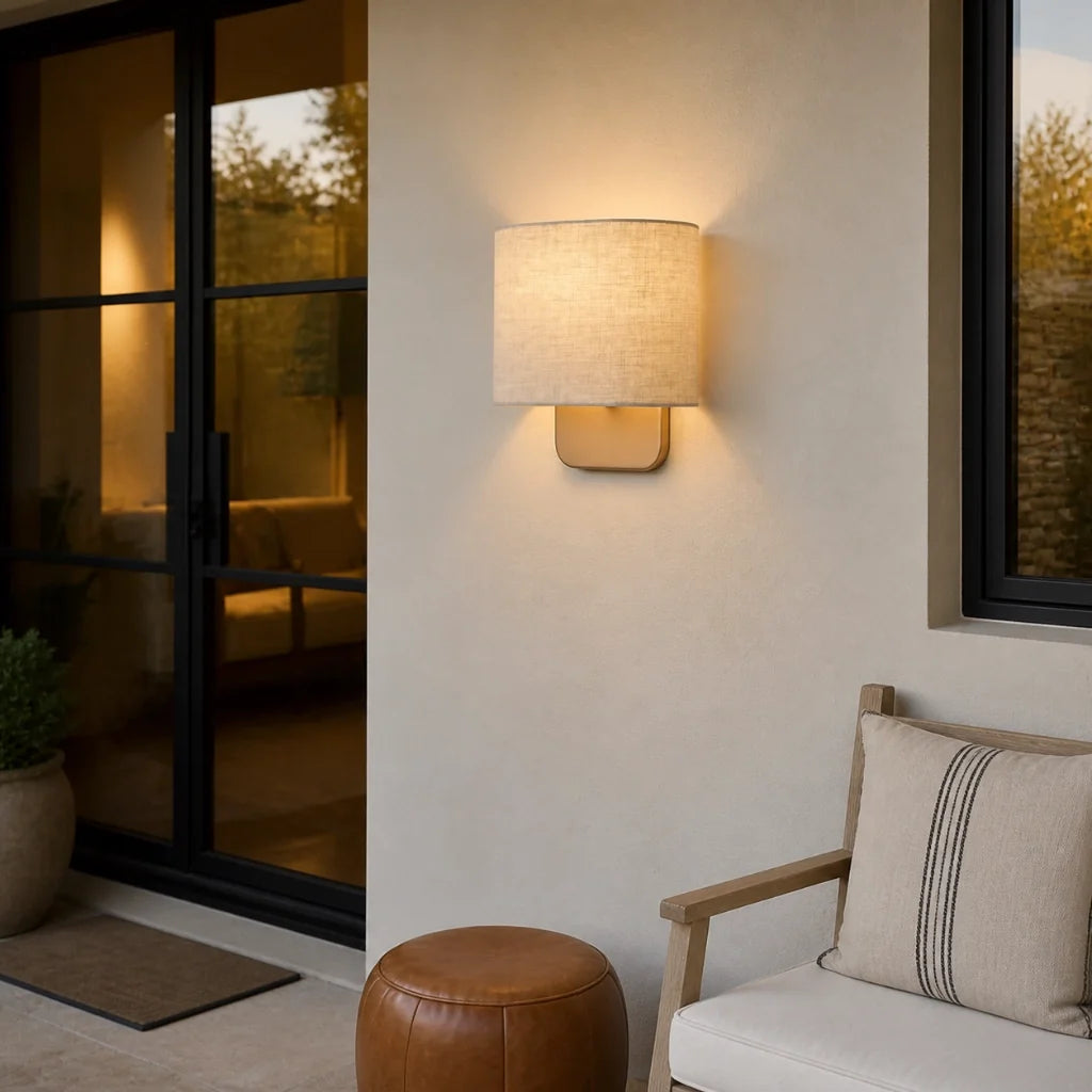 Modern linen shade wall sconce further product image 10