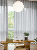 Linen Sheer Curtains – Grey Semi - Sheer Linen - Feel Voile Window Panels - Hurbane Home