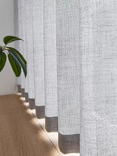 Linen Sheer Curtains – Grey Semi - Sheer Linen - Feel Voile Window Panels - Hurbane Home