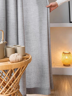 Linen Sheer Curtains – Grey Semi - Sheer Linen - Feel Voile Window Panels - Hurbane Home