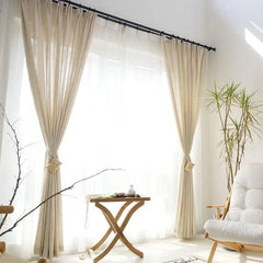 Linen Sheer Curtains – Modern Semi - Sheer Cotton - Linen Window Panels - Hurbane Home