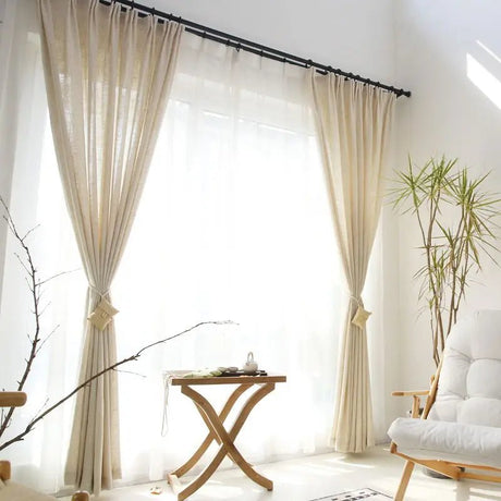 Linen Sheer Curtains – Modern Semi - Sheer Cotton - Linen Window Panels - Hurbane Home