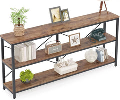 Long Console Table – 70.86in Rustic 3 - Tier Narrow Sofa Table - Hurbane Home