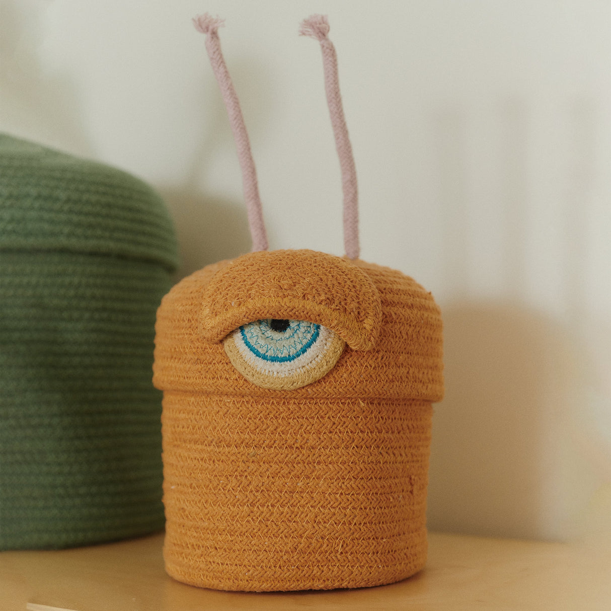 Handmade Alien Ploot Orange Cotton Storage Basket for Kids