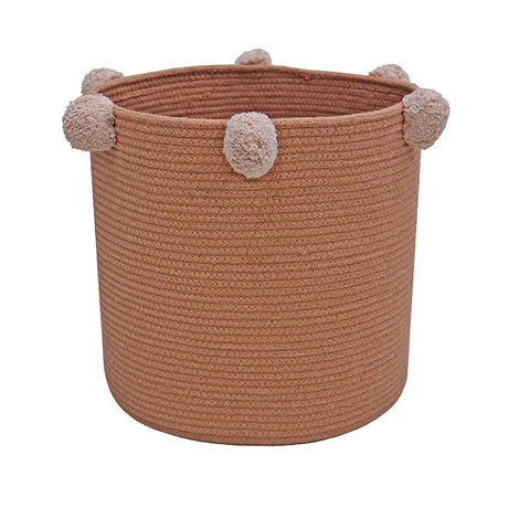 Handmade Cotton Bubbly Baby Storage Basket with Pom-Pom Trim