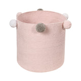 Handmade Cotton Bubbly Baby Storage Basket with Pom-Pom Trim