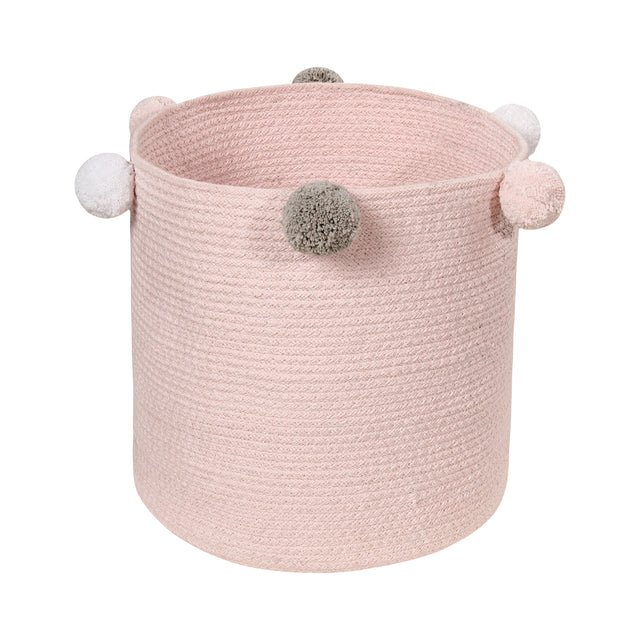 Handmade Cotton Bubbly Baby Storage Basket with Pom-Pom Trim