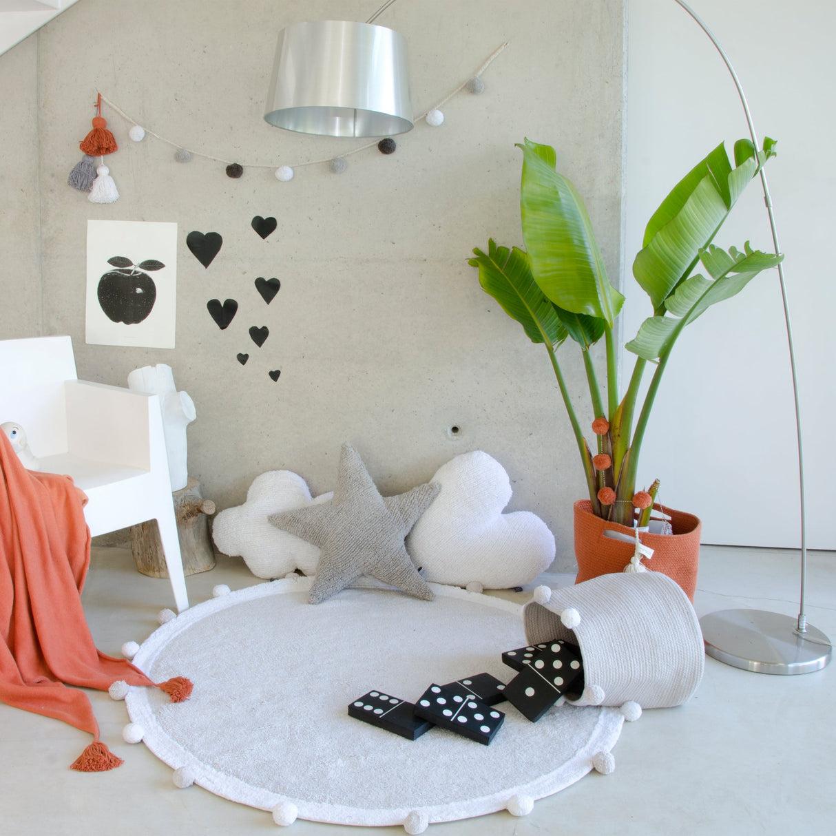 Handmade Cotton Bubbly Baby Storage Basket with Pom-Pom Trim