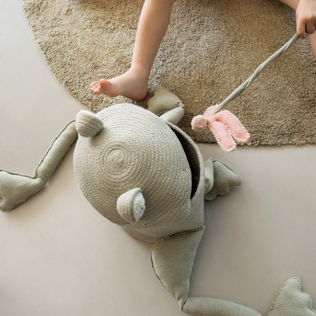 Fred the Frog Plush Cotton Storage Basket for Kids