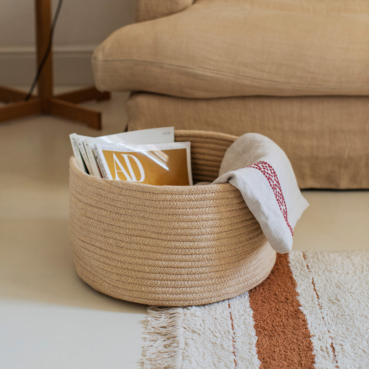 Handwoven Eco PET Cotton Round Storage Basket for Kids