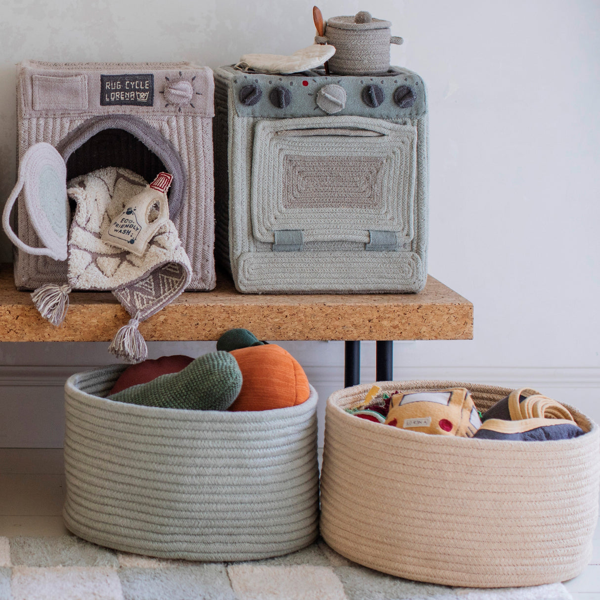 Handwoven Eco PET Cotton Round Storage Basket for Kids