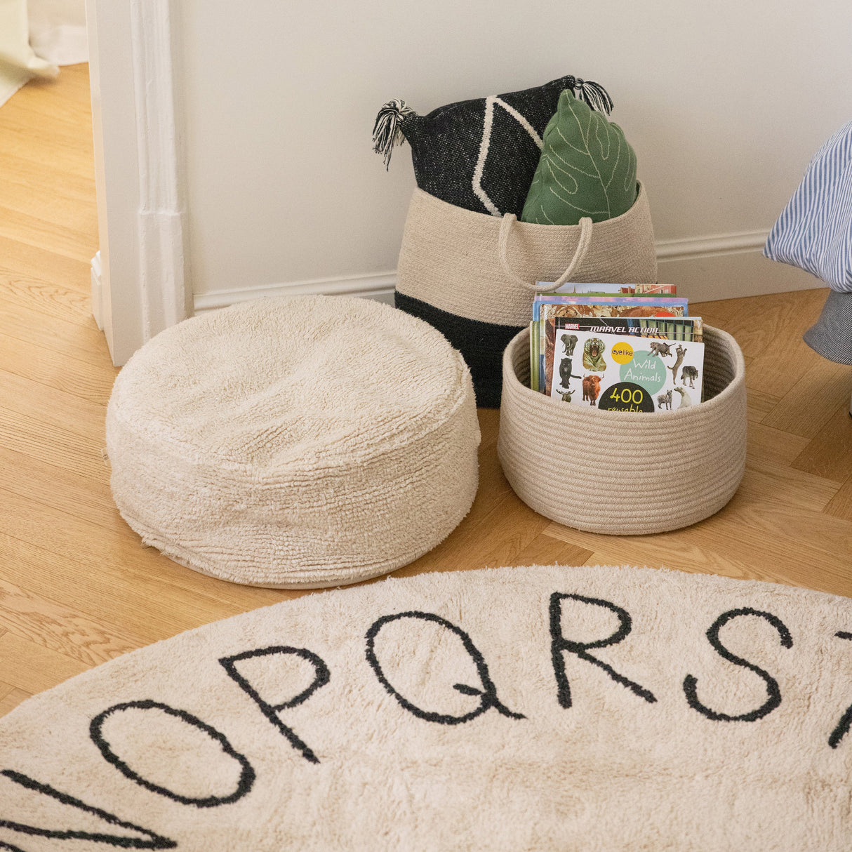 Handwoven Eco PET Cotton Round Storage Basket for Kids