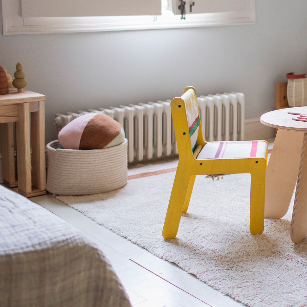 Handwoven Eco PET Cotton Round Storage Basket for Kids