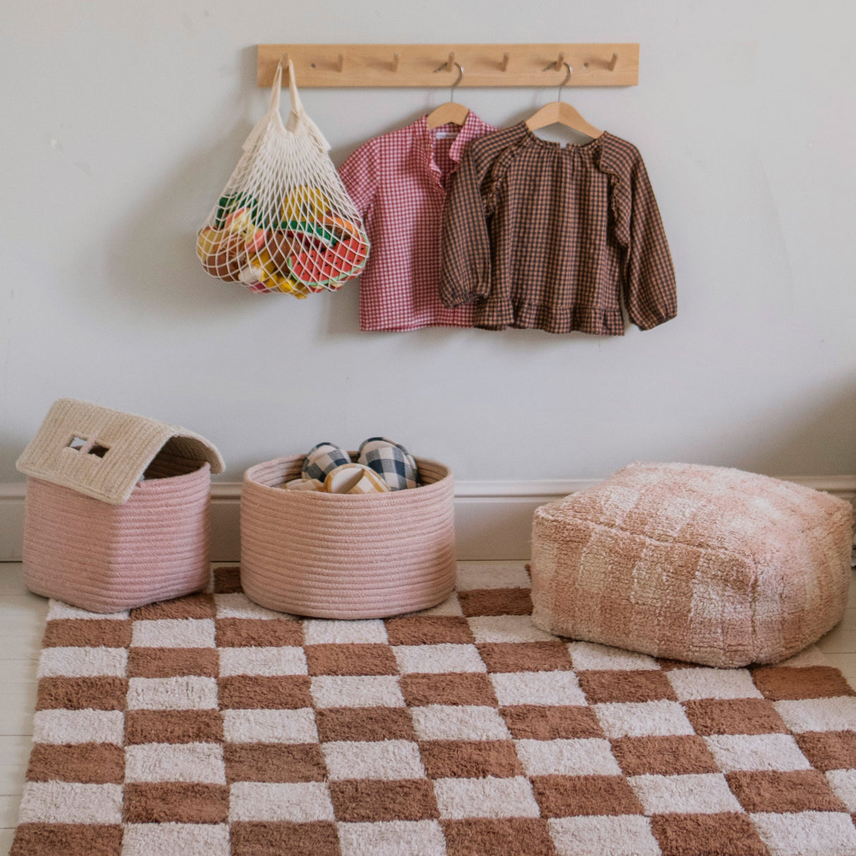 Handwoven Eco PET Cotton Round Storage Basket for Kids