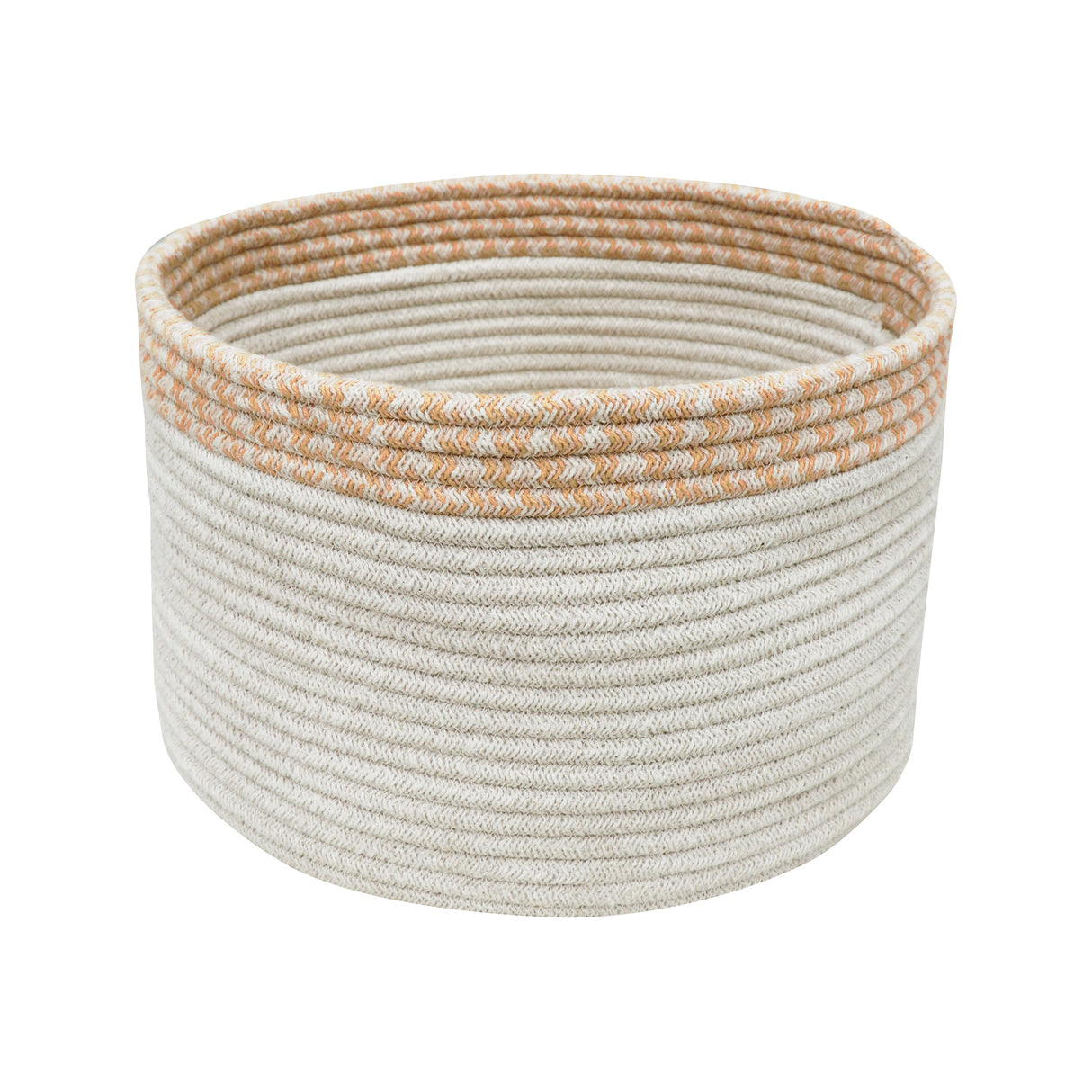 Handwoven Eco-Friendly Braided Cotton PET Storage Basket Round Honey/Toffee