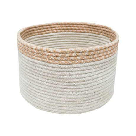 Handwoven Eco-Friendly Braided Cotton PET Storage Basket Round Honey/Toffee