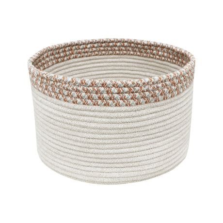 Handwoven Eco-Friendly Braided Cotton PET Storage Basket Round Honey/Toffee