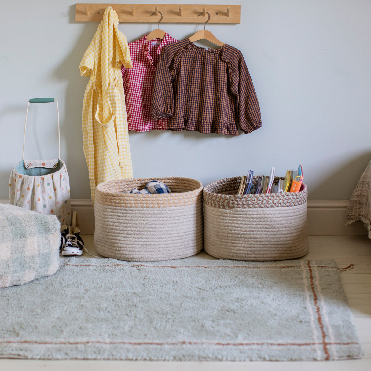 Handwoven Eco-Friendly Braided Cotton PET Storage Basket Round Honey/Toffee