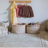 Handwoven Eco-Friendly Braided Cotton PET Storage Basket Round Honey/Toffee