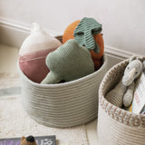 Handwoven Eco-Friendly Braided Cotton PET Storage Basket Round Honey/Toffee