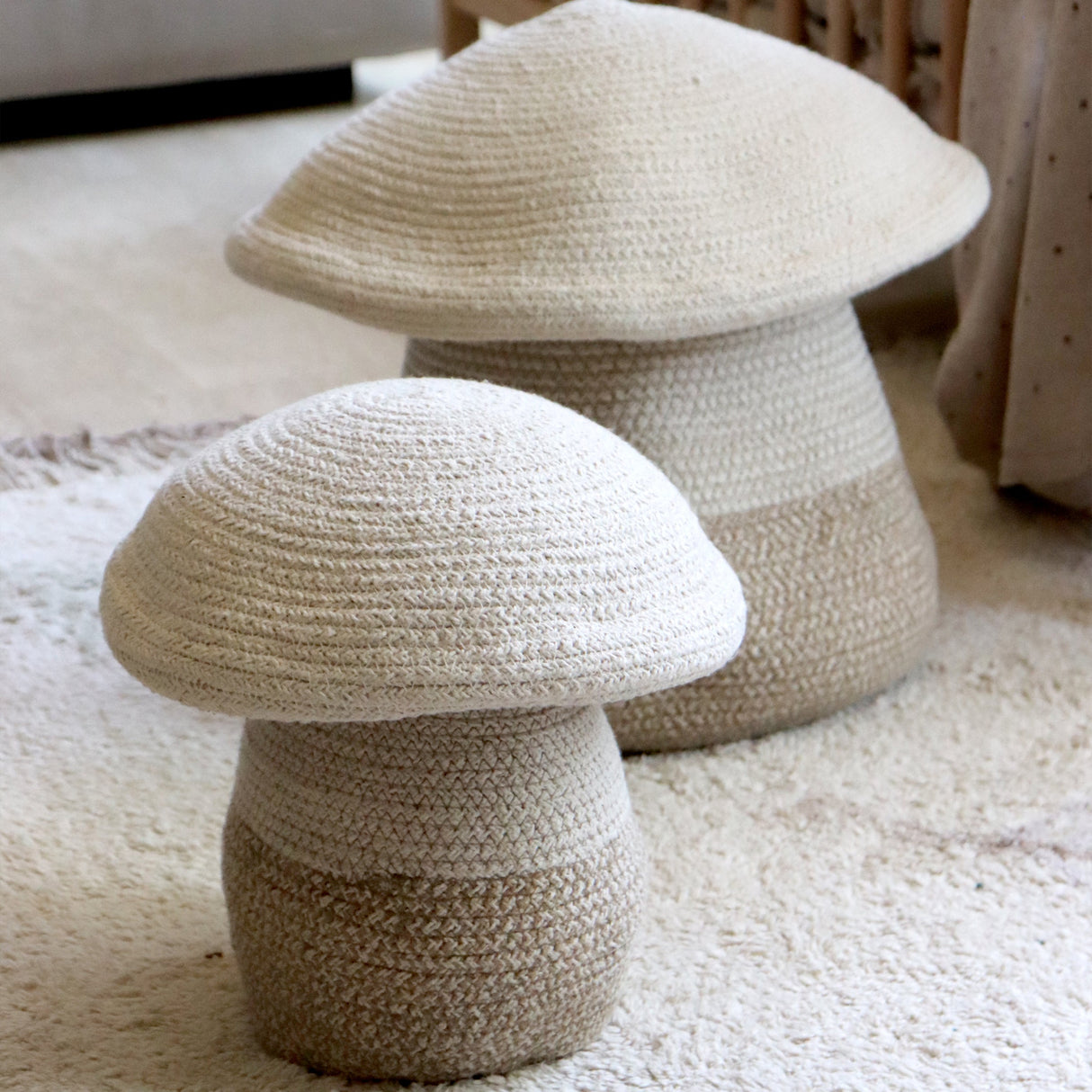 Handmade Cotton Mushroom Storage Basket for Kids Toys