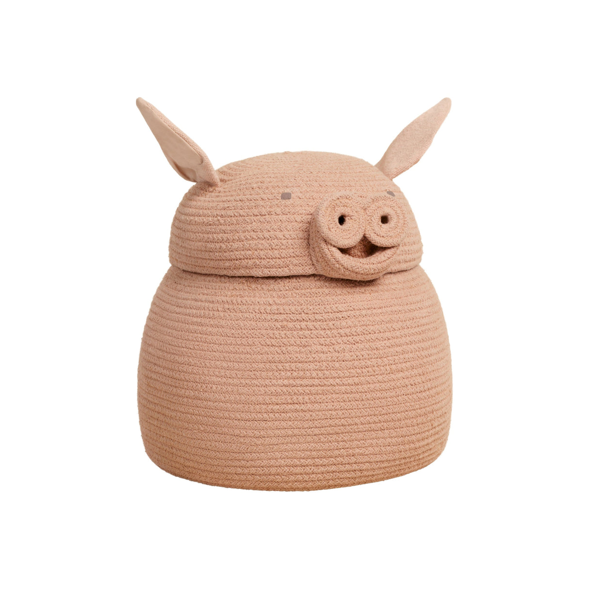 Handmade Pink Peggy Pig Braided Cotton Recycled PET Storage Basket