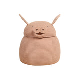 Handmade Pink Peggy Pig Braided Cotton Recycled PET Storage Basket