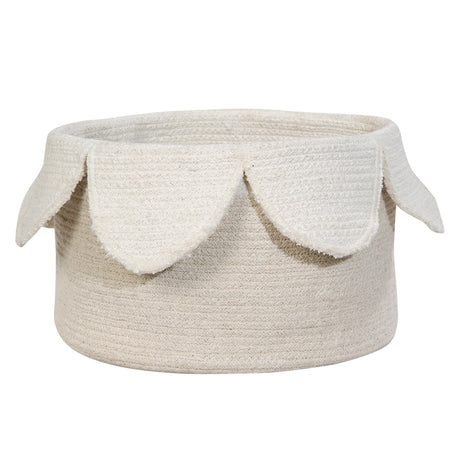 Handmade Braided Cotton Petals Storage Basket Ivory Natural Accent