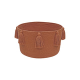 Handwoven Tassel Storage Basket with Cotton-Covered Recycled PET