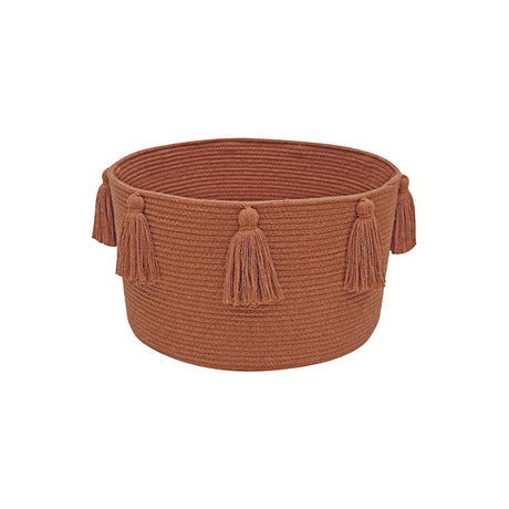 Handwoven Tassel Storage Basket with Cotton-Covered Recycled PET