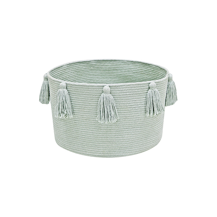 Handwoven Tassel Storage Basket with Cotton-Covered Recycled PET