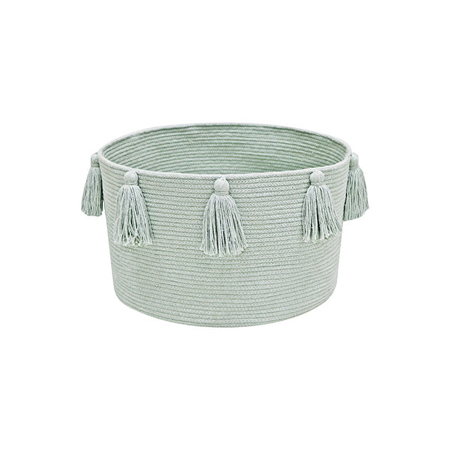 Handwoven Tassel Storage Basket with Cotton-Covered Recycled PET