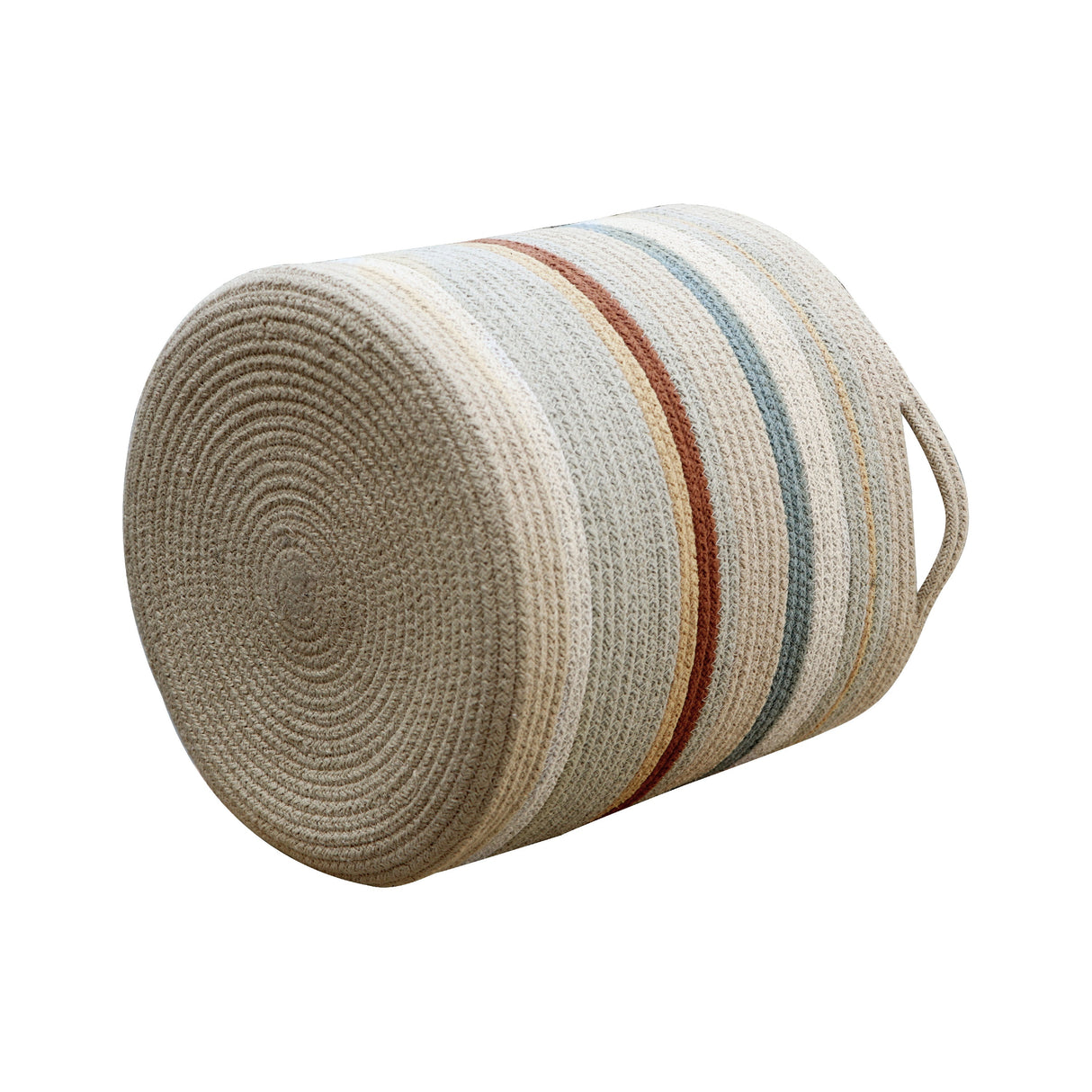 Multicolor Handwoven Cotton Triplet Storage Basket with Handles